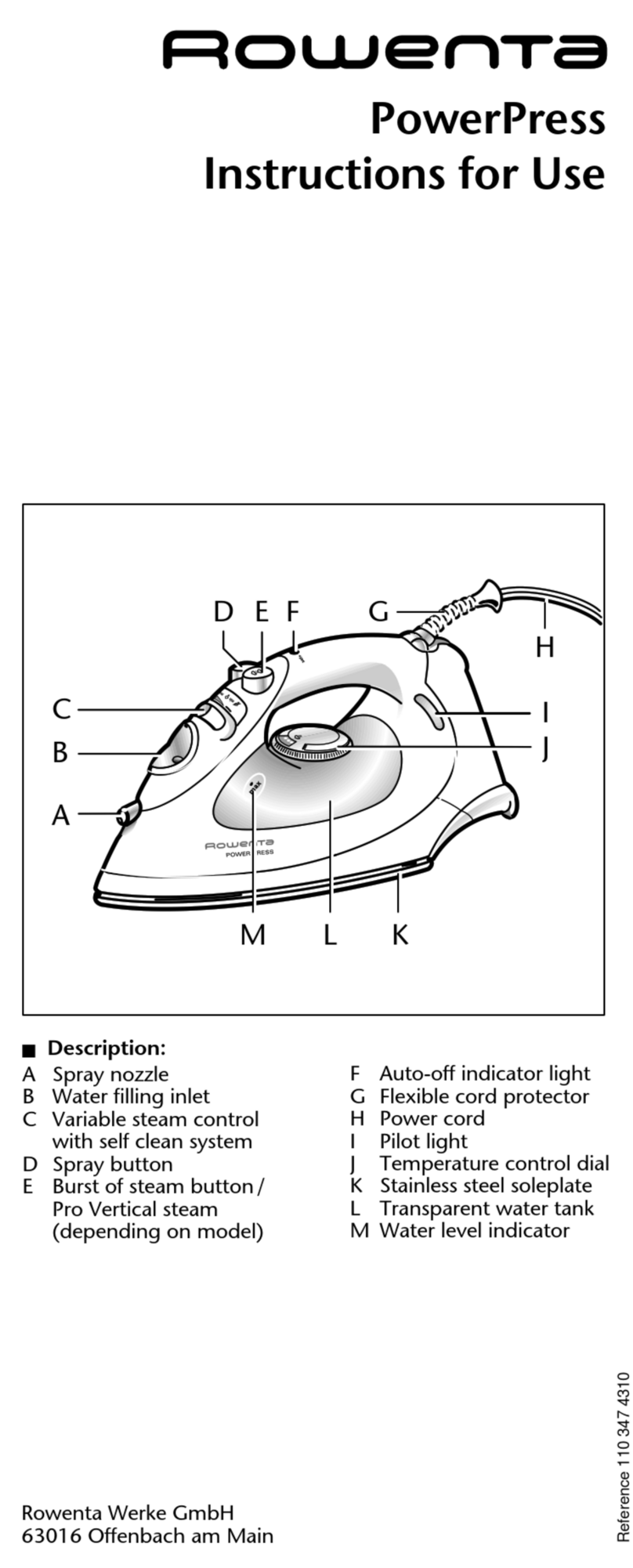 Rowenta PowerPress User manual
