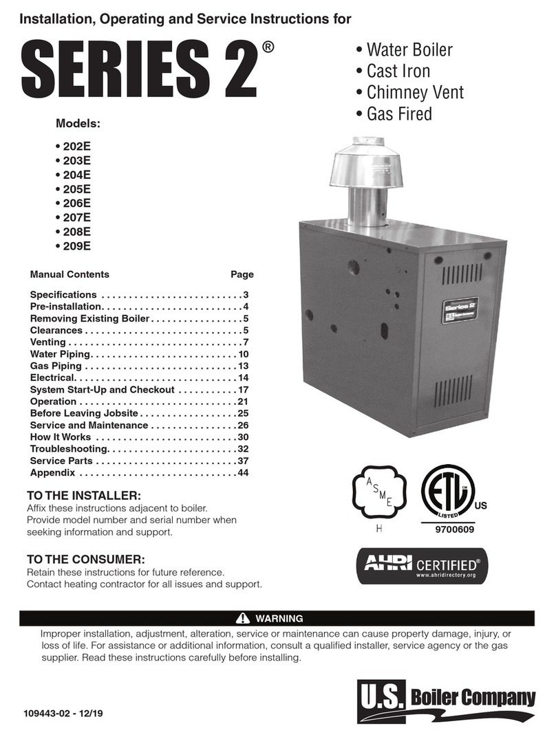 U.S. Boiler Company 202E Installation, operating and service instructions