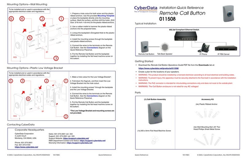 CyberData 011508 Installation quick reference