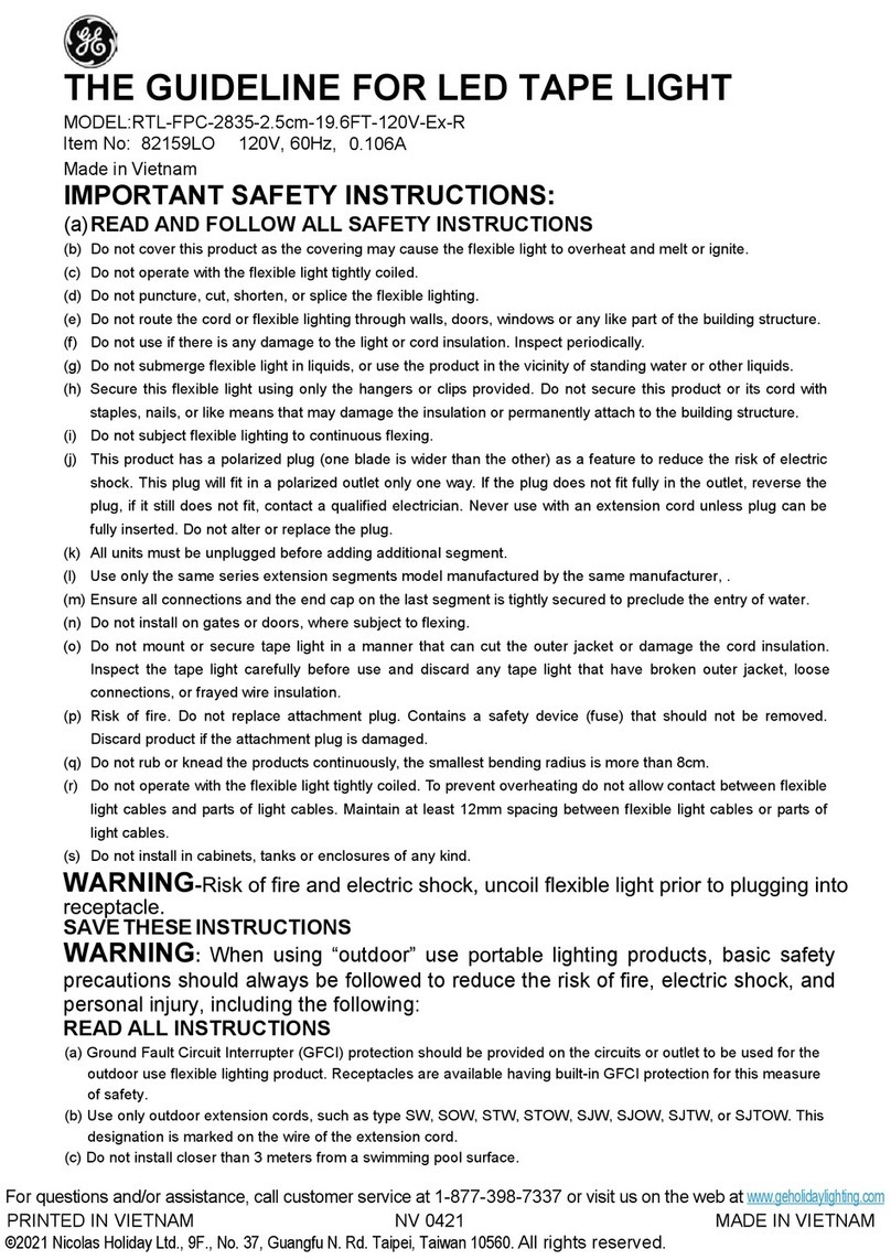 GE RTL-FPC-2835-2.5cm-19.6FT-120V-Ex-R Instruction Manual