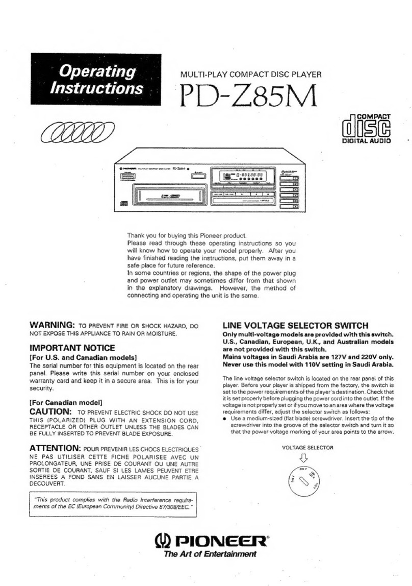 Pioneer PD-Z85M User manual