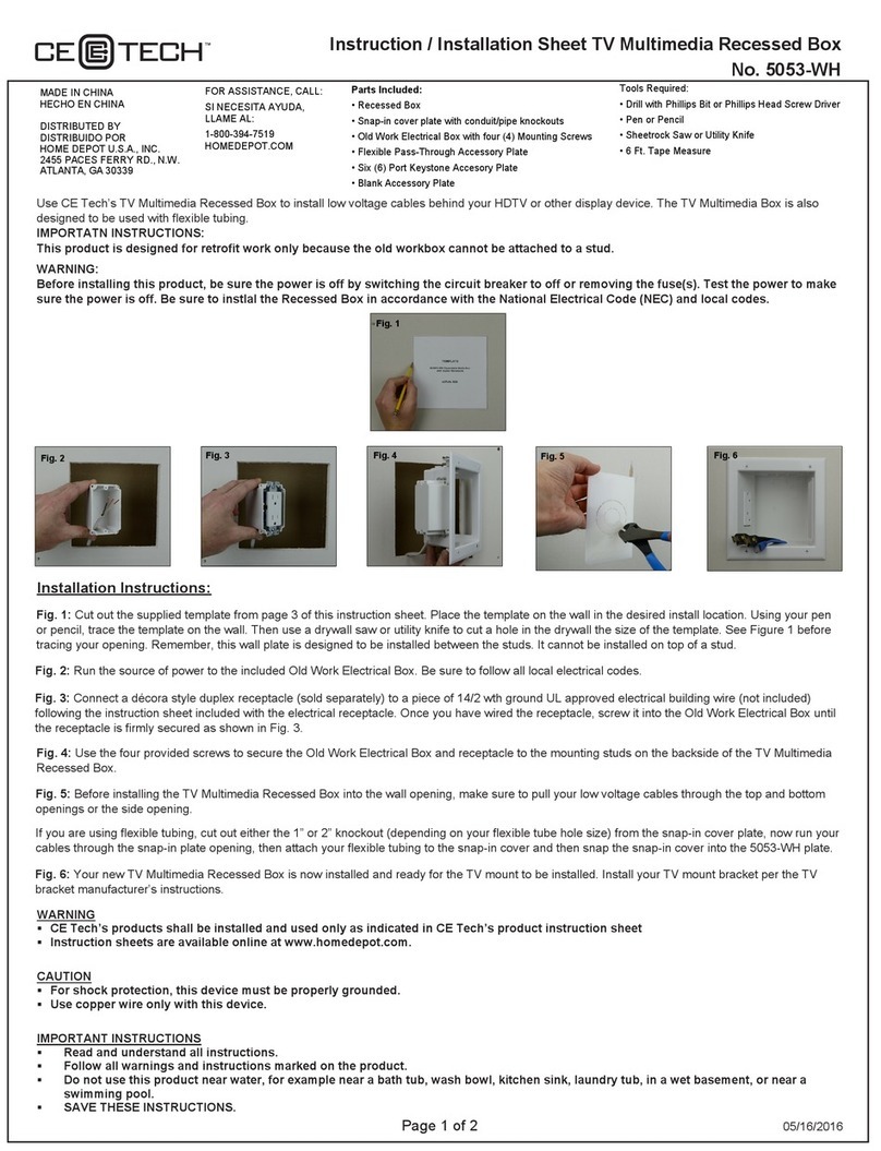 CE Tech 5053-WH Instruction and Installation Sheet