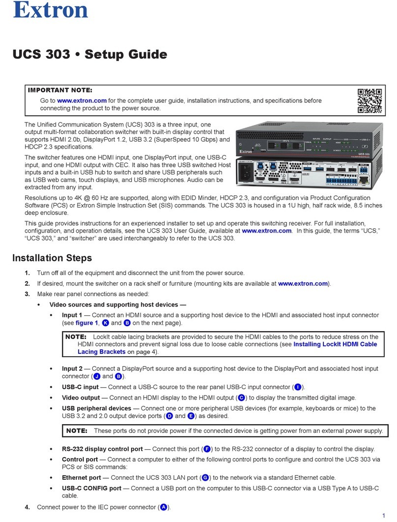 Extron electronics UCS 303 Setup guide