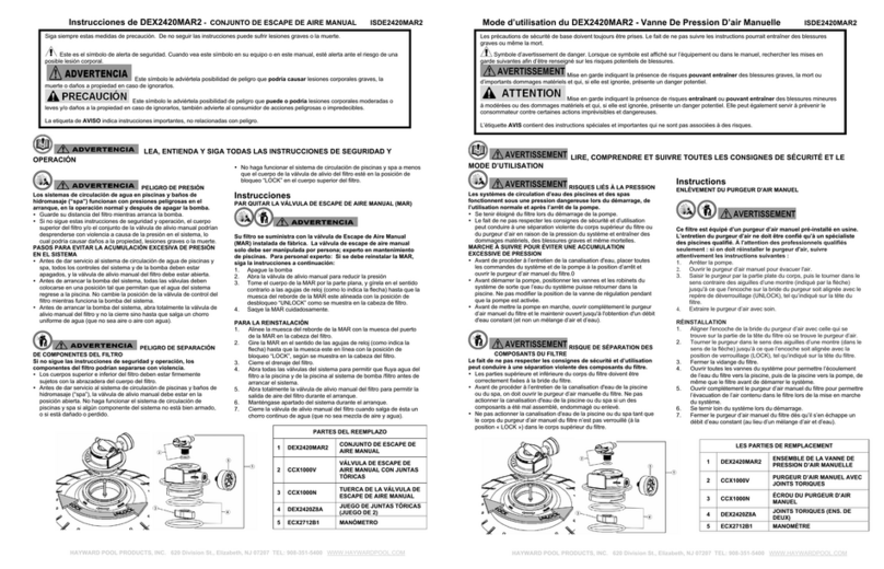 Hayward Pool DEX2420MAR2 instructions