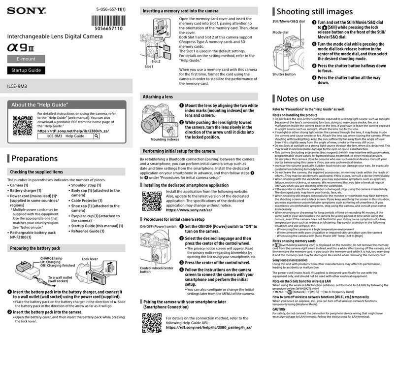 Sony ILCE-9M3 Startup guide