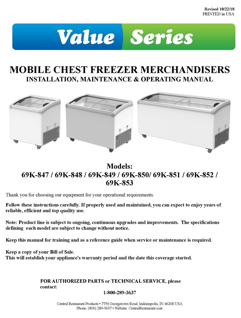 CENTRAL RESTAURANT PRODUCTS Value Series Installation, Maintenance & Operating manual