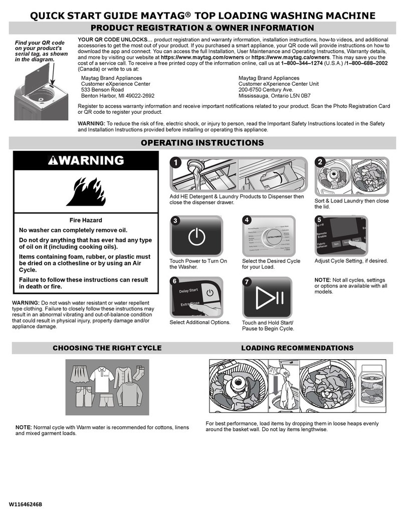 Maytag MVW7232HC quick start guide