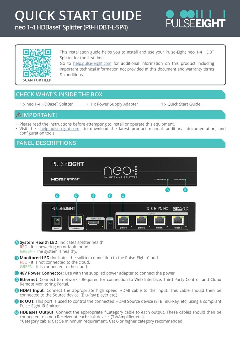 PULSEEIGHT P8-HDBT-L-SP4 quick start guide