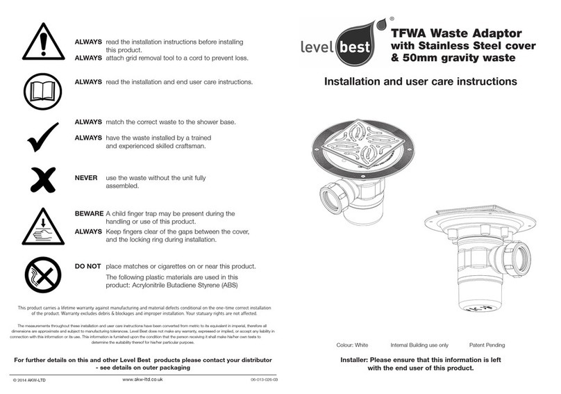 Levelbest AKWLB00171 Installation and user care instructions
