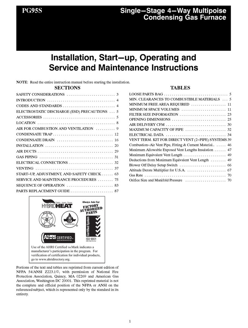Payne PG95S Installation, start-up, operating and service and maintenance instructions Payne PG95S Installation, start-up, operating and service and maintenance instructions