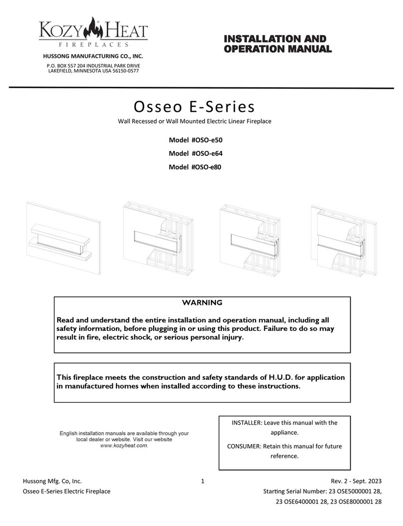 kozy heat Osseo E Series Installation and operation manual