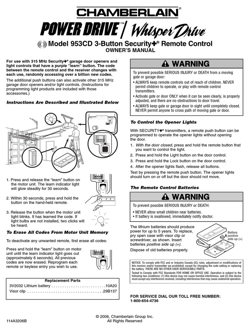 Chamberlain POWER DRIVE Whisper DRIVE 953CD User manual