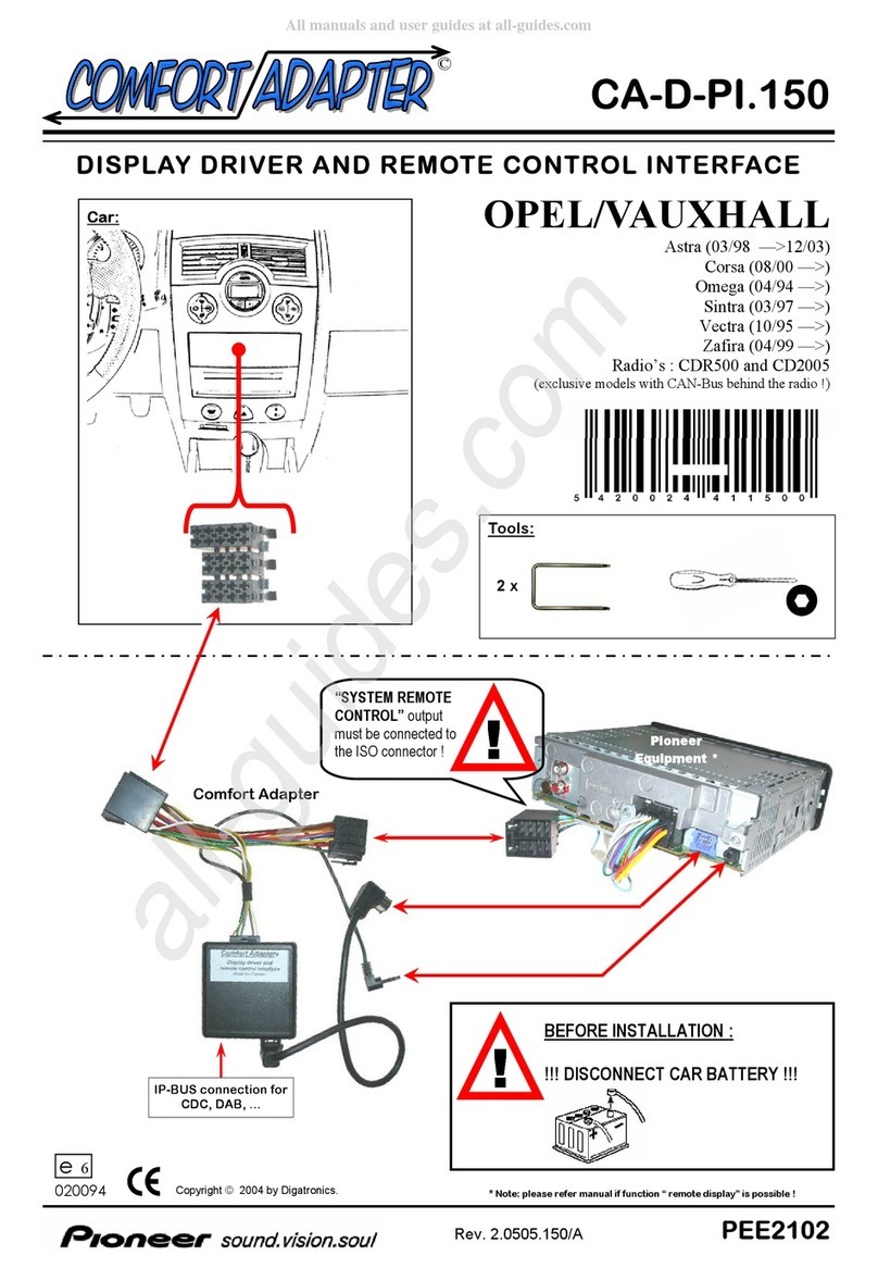 Pioneer Comfort Adapter CA-D-PI.150 quick start guide