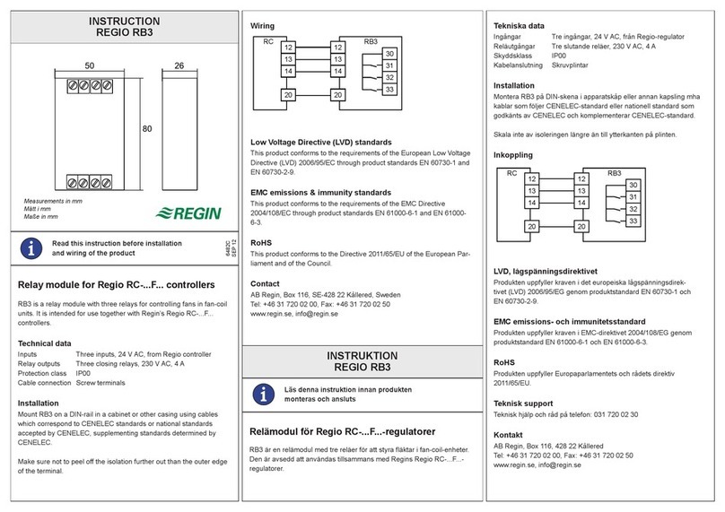 Regin REGIO RB3 instructions