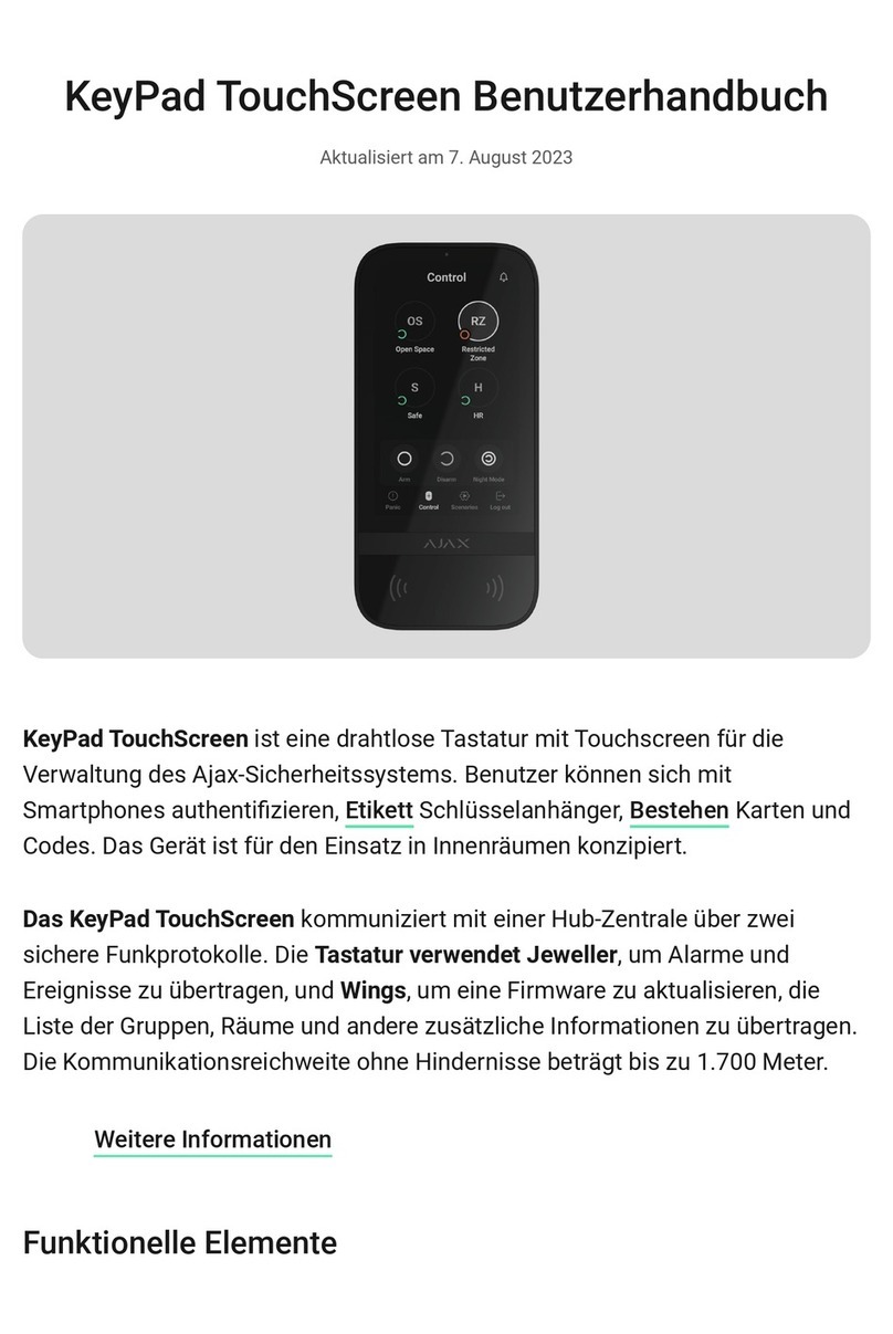 AJAX KeyPad TouchScreen manual