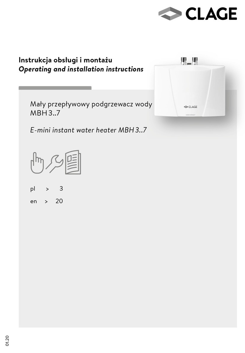 clage MBH 3 7 Series Operating and installation instructions clage MBH 3 7 Series Operating and installation instructions