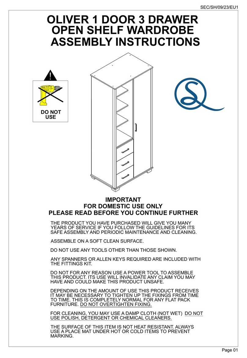 Seconique OLIVER 1 DOOR 3 DRAWER OPEN SHELF WARDROBE User manual