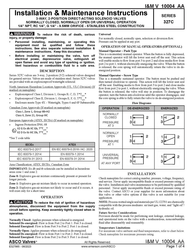 ASCO Valves 327C Series Installation and operating instructions
