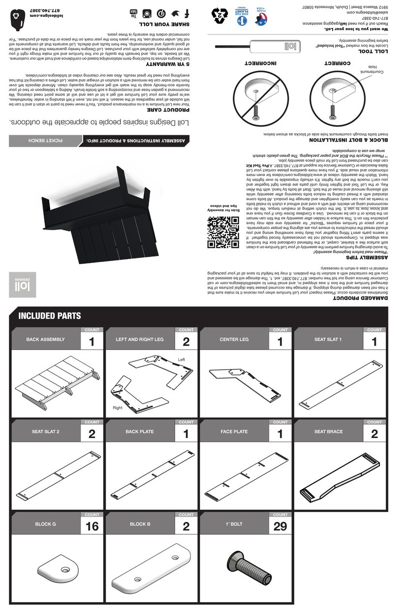 Loll Designs PICKET PK-LBD-CG User manual Loll Designs PICKET PK-LBD-CG User manual