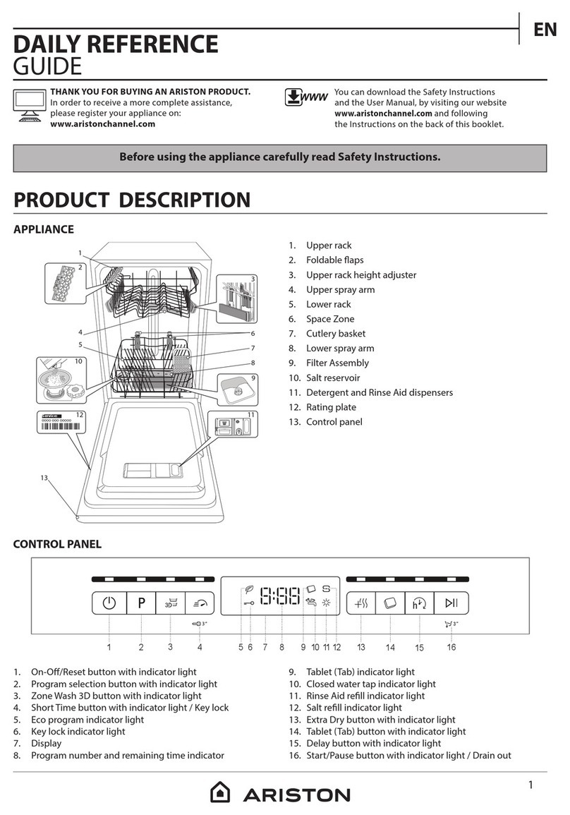 Ariston LSFO 3T223 W X Installation and operation manual
