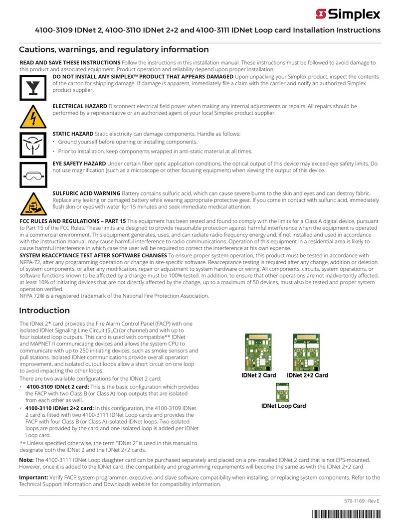 Simplex 4100-3109 IDNet 2 User manual Simplex 4100-3109 IDNet 2 User manual