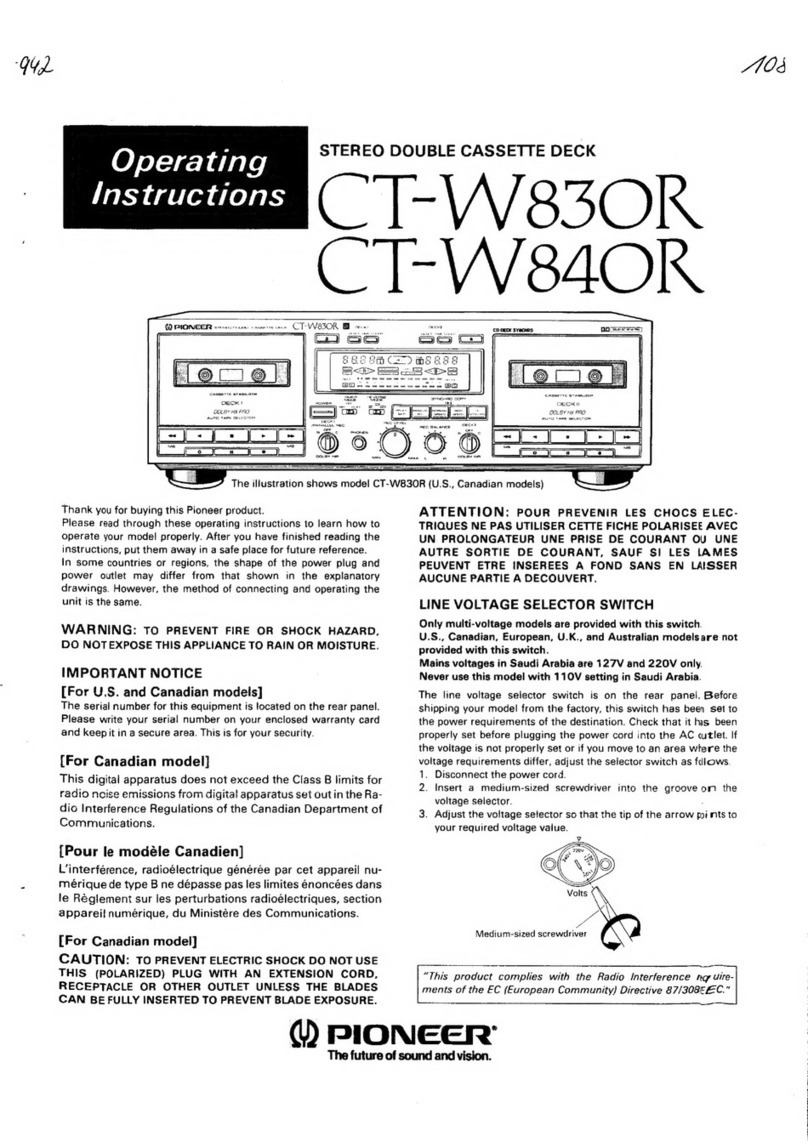 Pioneer CT-W830R User manual
