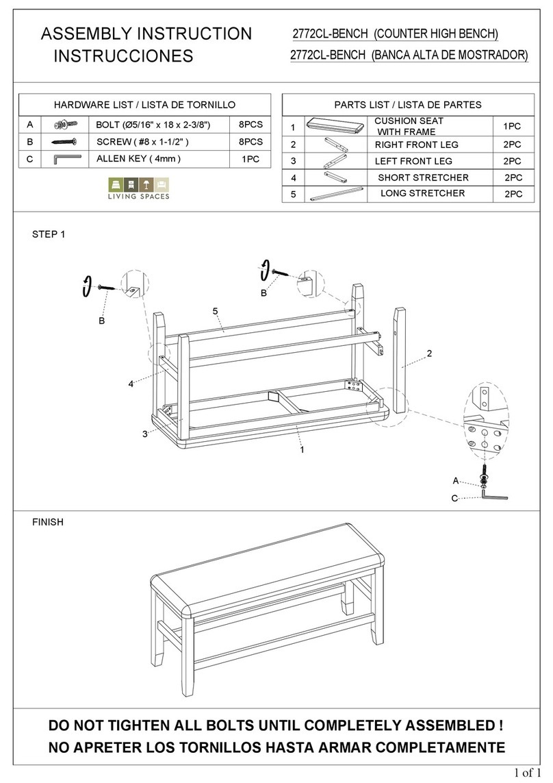 Living Spaces 2772CL-BENCH Assembly instruction