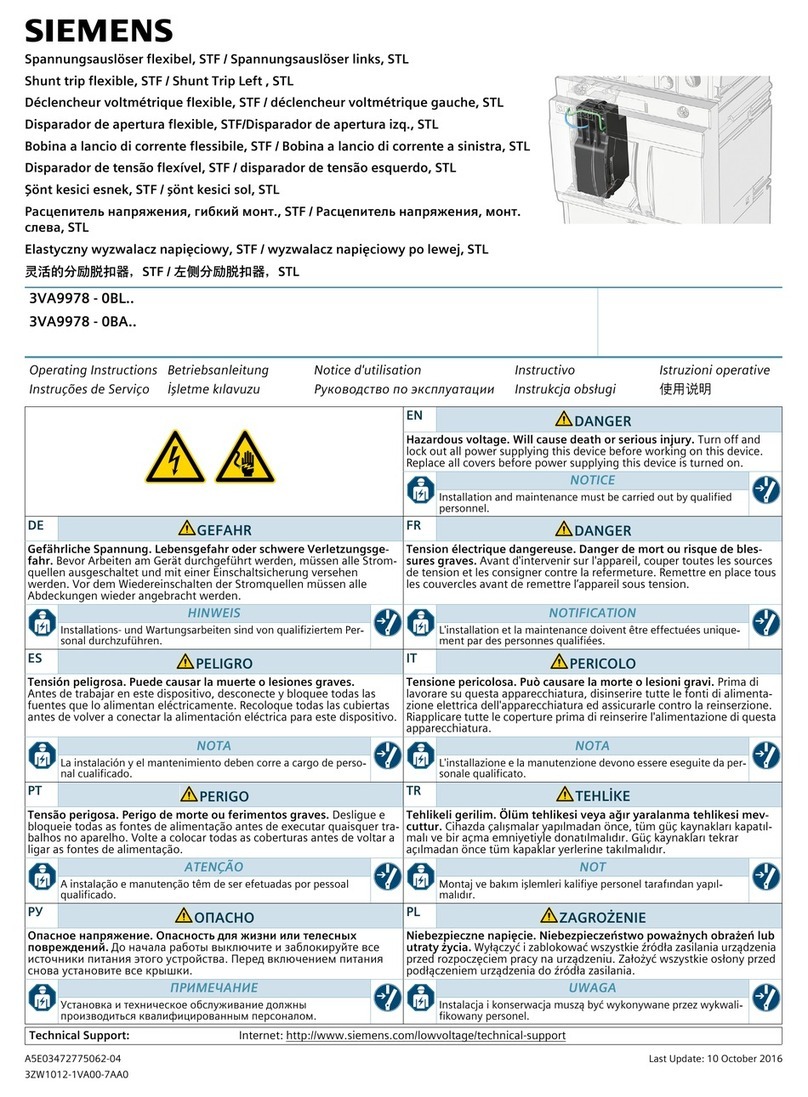 Siemens 3VA9978-0BL Series operating instructions