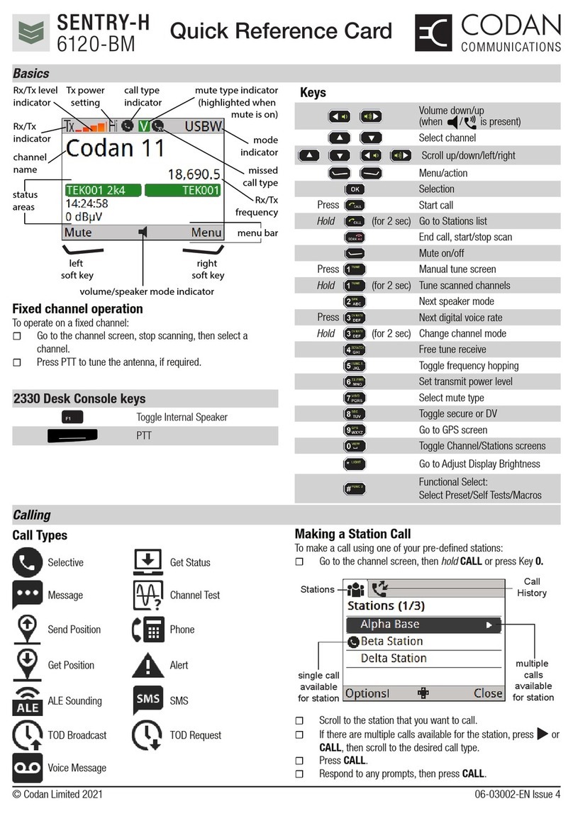 Codan SENTRY-H 6120-BM Reference guide