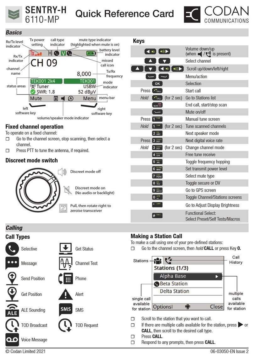 Codan Sentry-H 6110-MP Quick reference card