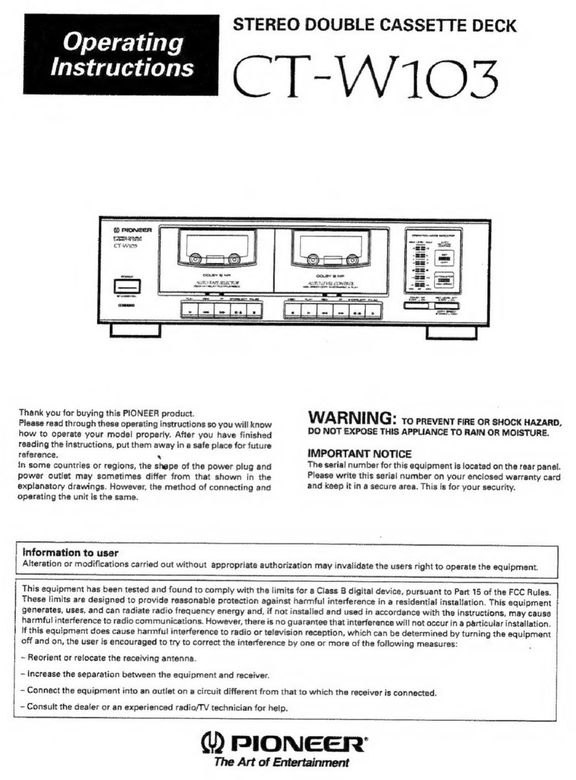 Pioneer CT-W103 operating instructions