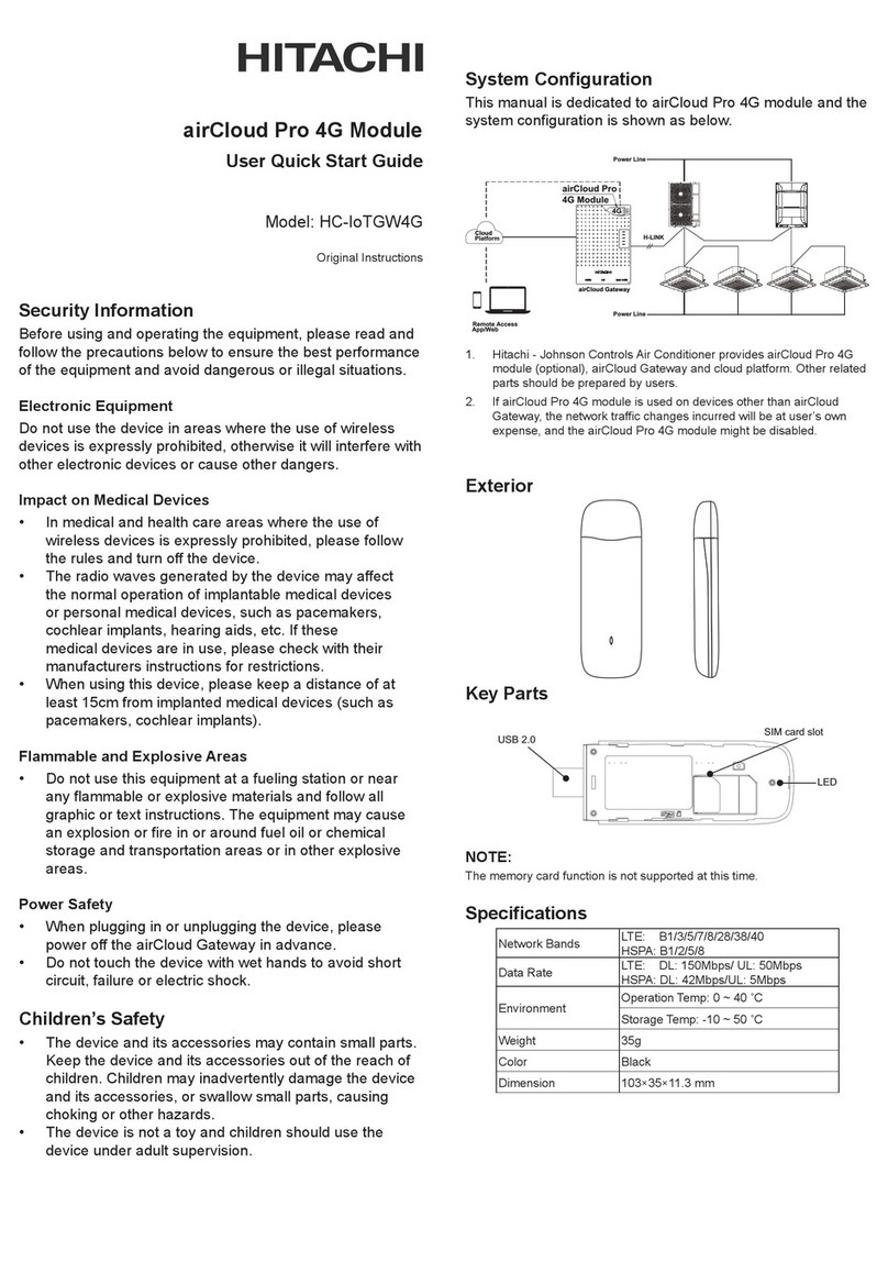 Hitachi HC-IoTGW4G User's quick start guide