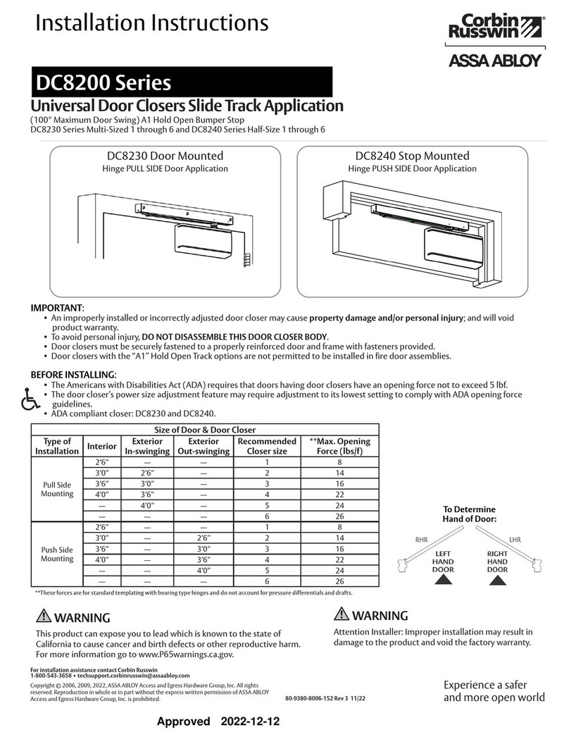 Assa Abloy Corbin Russwin DC8200 Series installation instructions