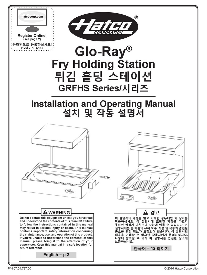 Hatco Glo-Ray GRFHS Series Installation and operating manual Hatco Glo-Ray GRFHS Series Installation and operating manual