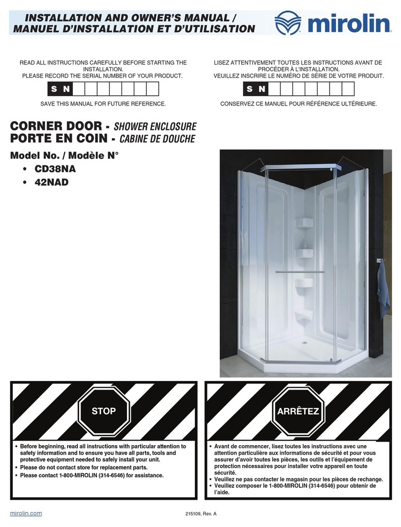 Mirolin CD 38NA Installation and owner's manual