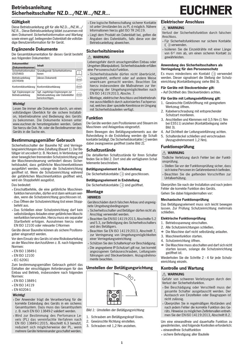 EUCHNER NZ D Series operating instructions
