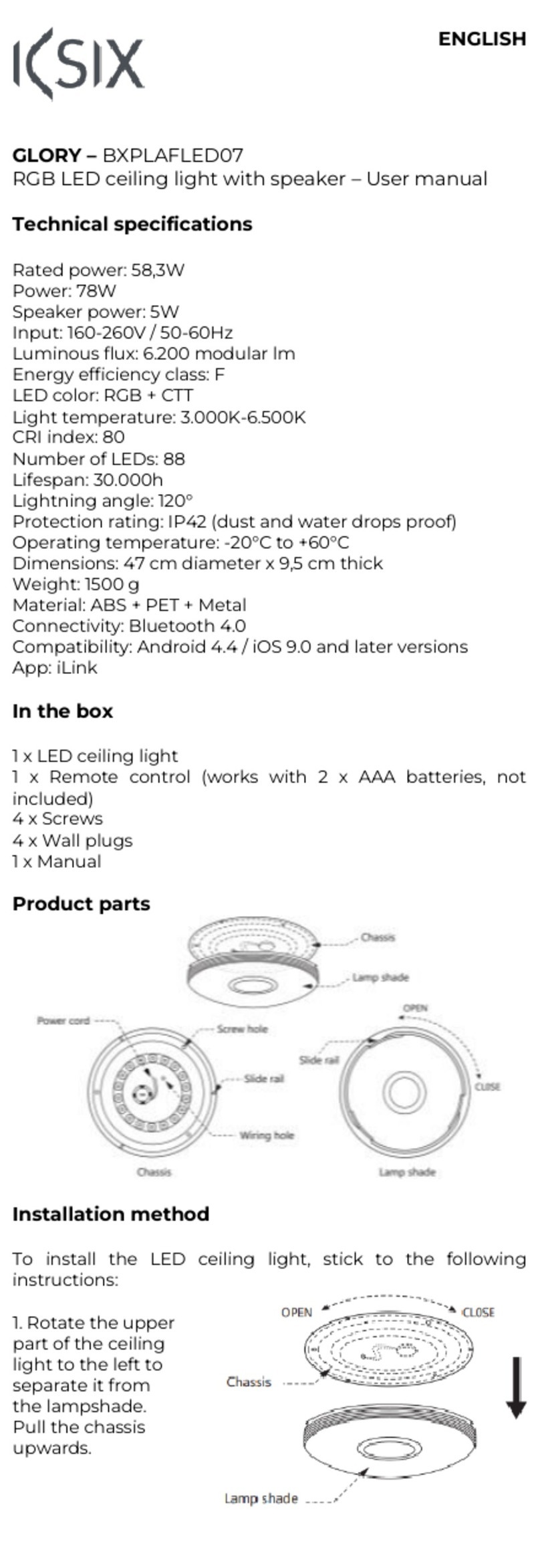 KSIX GLORY User manual