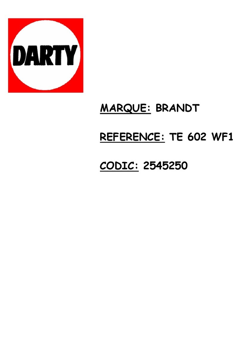 Brandt TE 602 WF1 Specification sheet