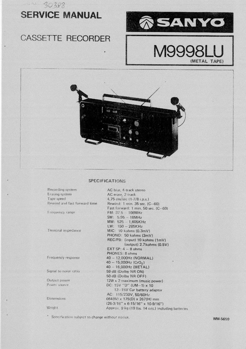 Sanyo M9998LU User manual Sanyo M9998LU User manual