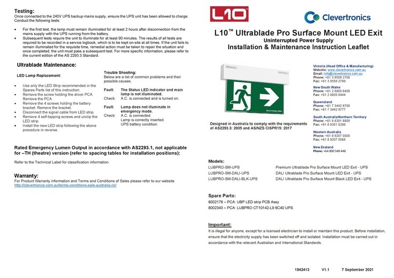 Clevetronics L10 LUBPRO-SM-UPS ASSEMBLY, INSTALLATION & MAINTENANCE INSTRUCTIONS