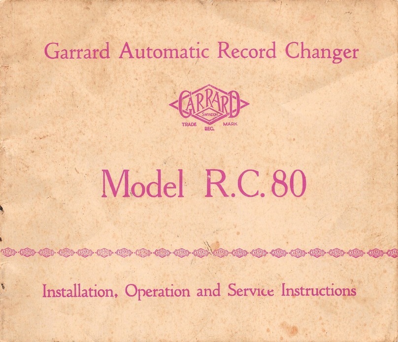 Garrard R.C.80 Installation, operation and service instructions
