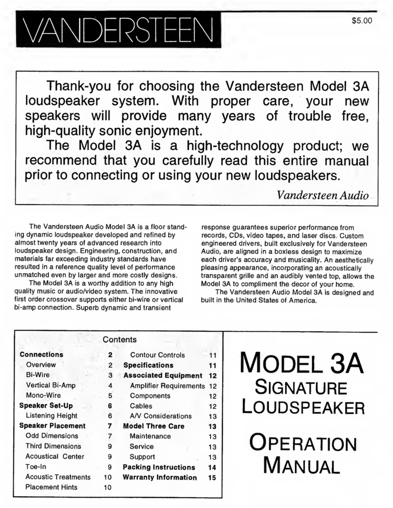 VANDERSTEEN 3A Operation manual
