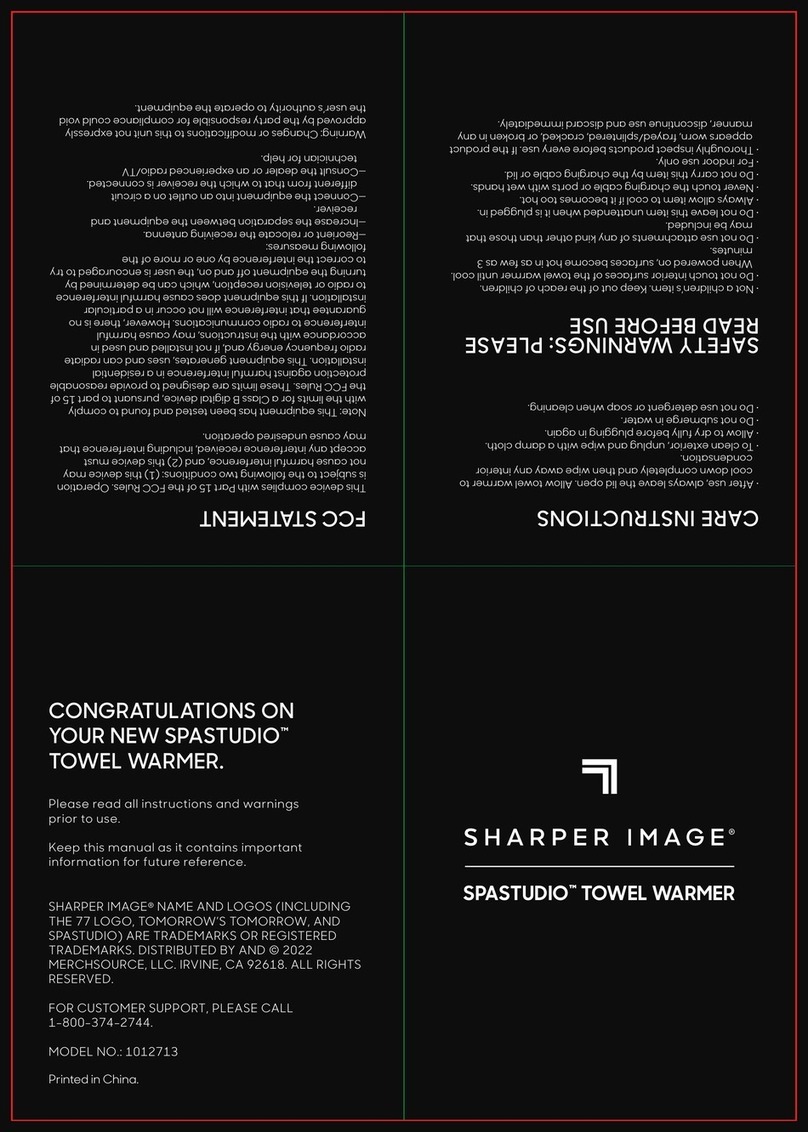 Sharper Image SPASTUDIO quick start guide