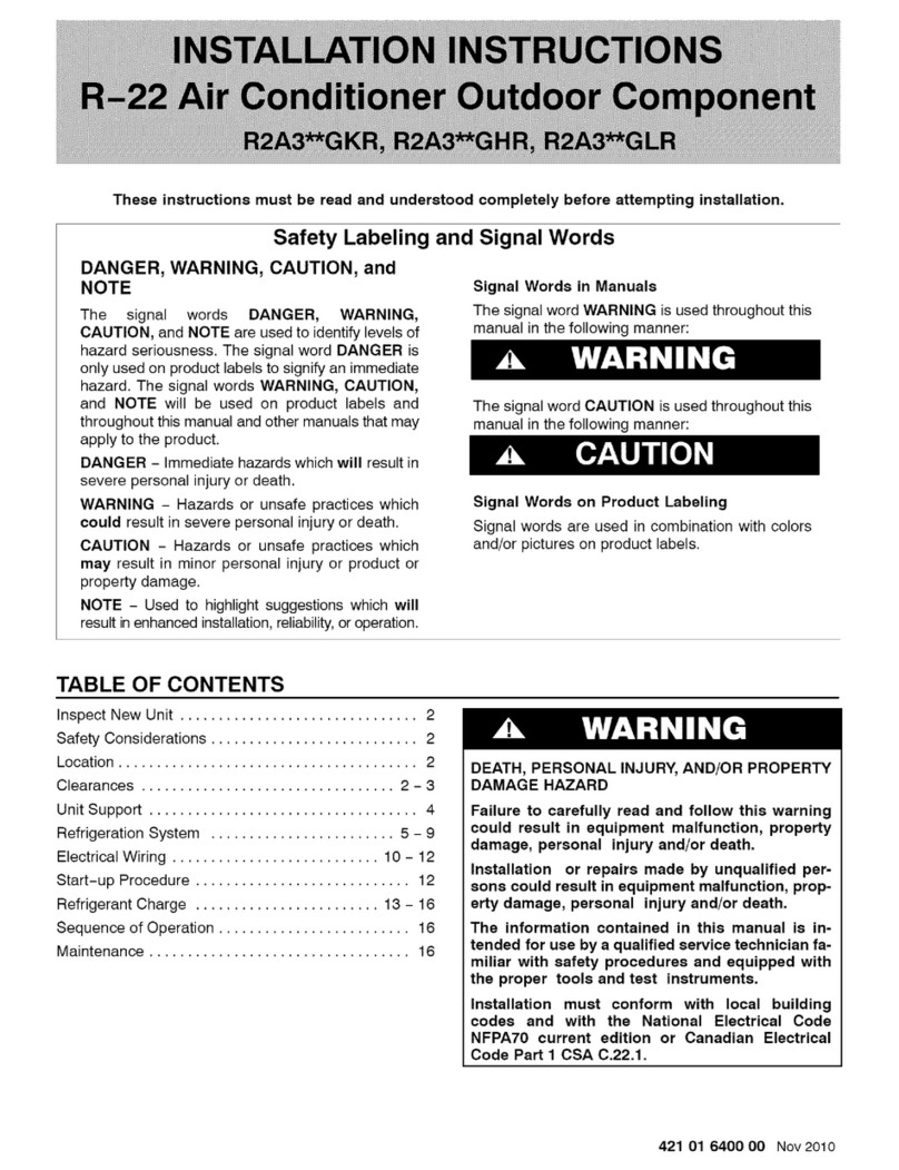 International comfort products R2A3 GKR Series installation instructions