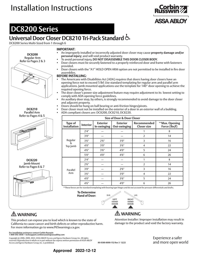 Assa Abloy Corbin Russwin DC8200 Series installation instructions