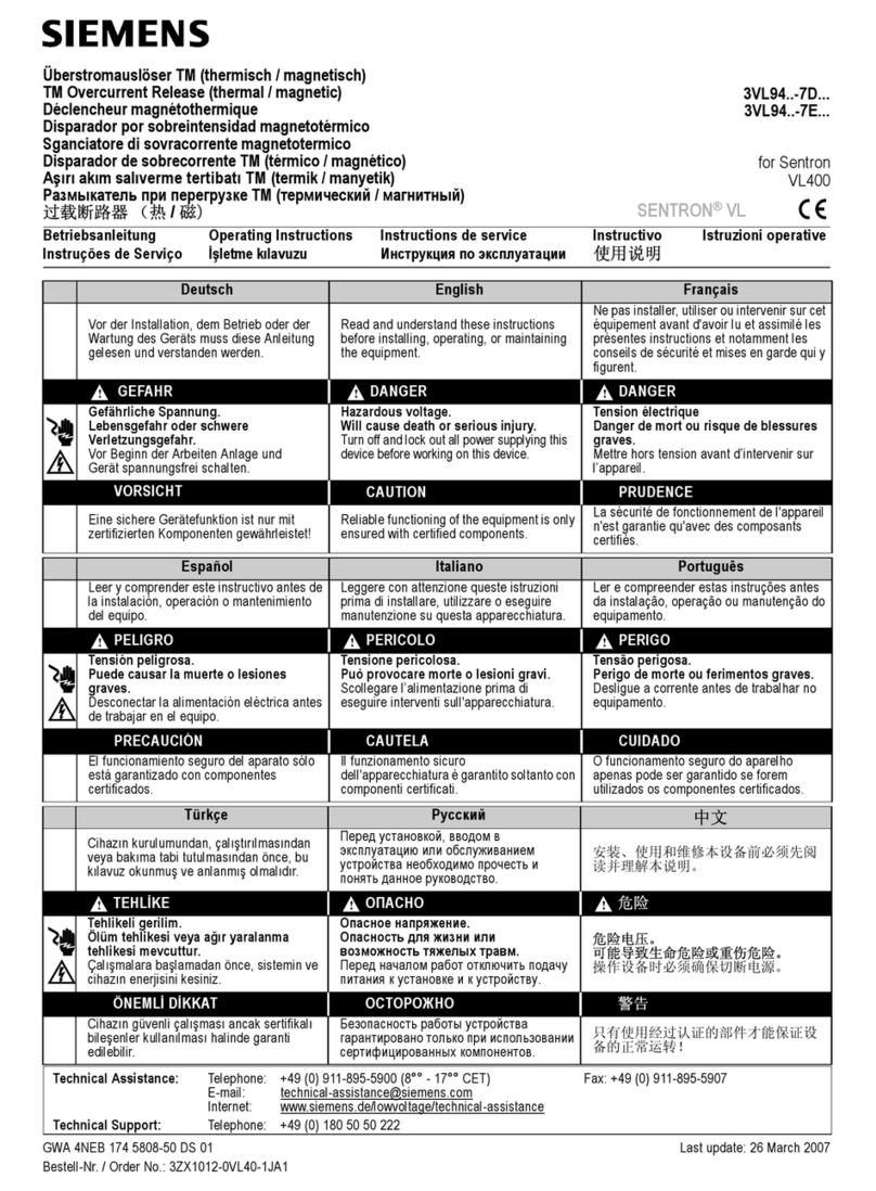 Siemens SENTRON VL 3VL94-7D Series User manual
