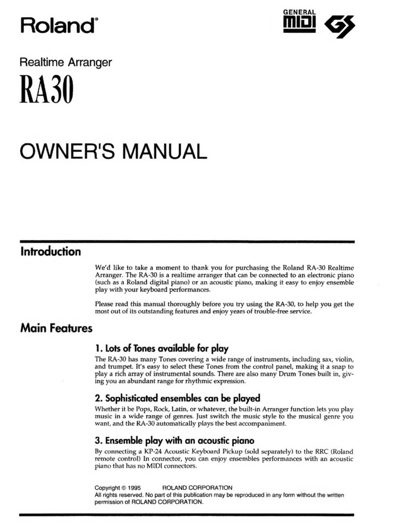 Roland Realtime Arranger RA30 User manual