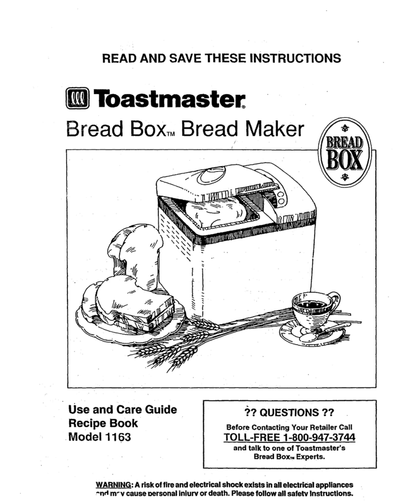 Toastmaster Bread Box 1163 User manual