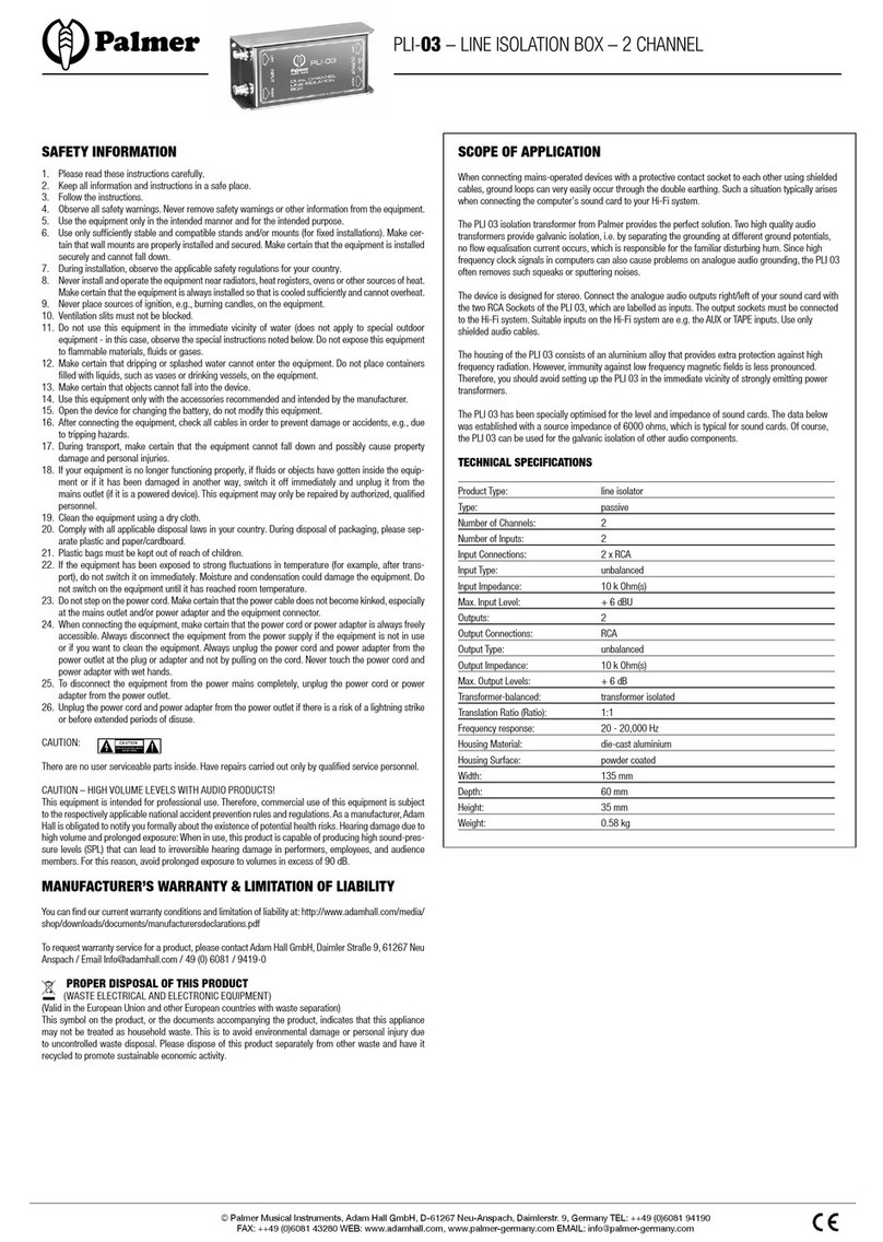 Palmer PLI-03 User manual