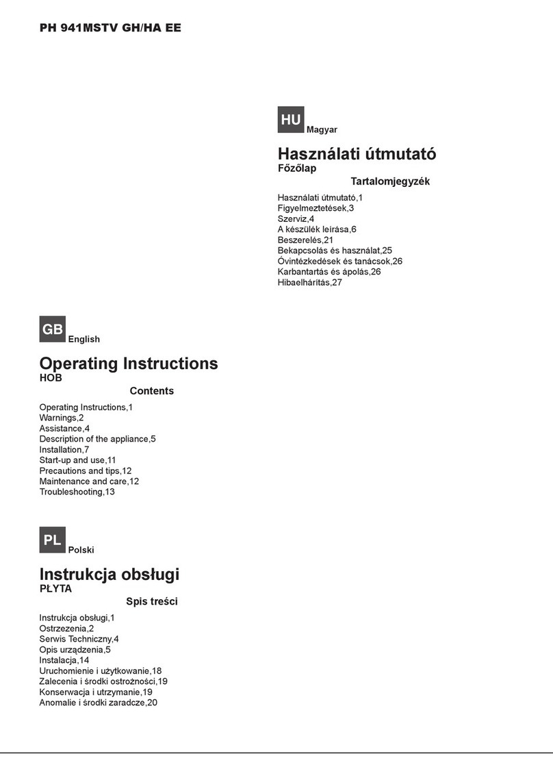 Hotpoint Ariston PH 941MSTV GH/HA operating instructions